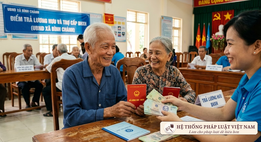 Người cao tuổi nhận lương hưu và trợ cấp xã hội đúng hạn