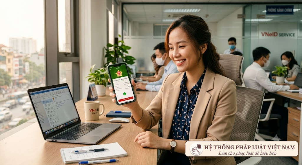 Người dân sử dụng VNeID thực hiện dịch vụ công trực tuyến