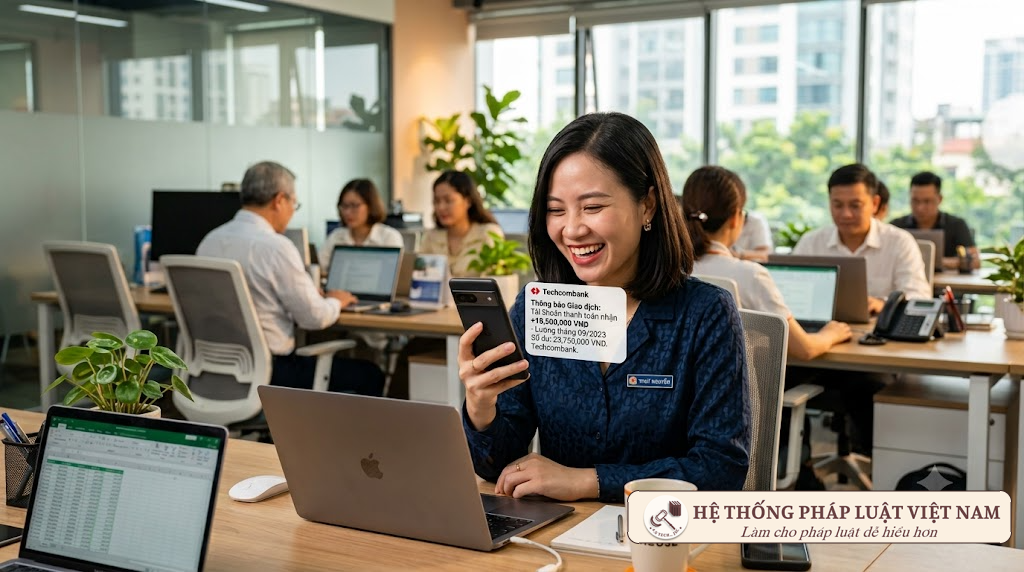 Người lao động vui mừng nhận lương đúng hạn