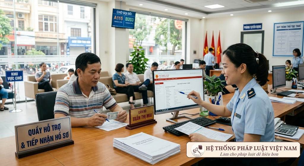 Người dân thực hiện thủ tục kê khai thuế thu nhập cá nhân tại cơ quan thuế