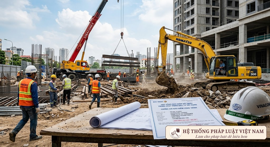 Công trường xây dựng tại Việt Nam với quy định bảo hiểm bắt buộc