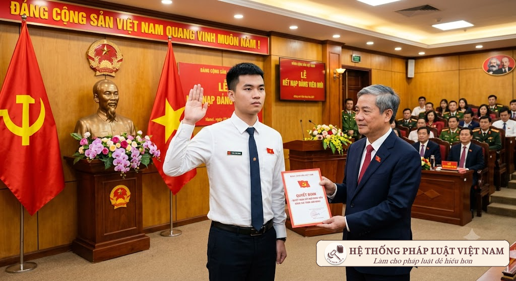 Lễ kết nạp đảng viên mới trang nghiêm tại chi bộ