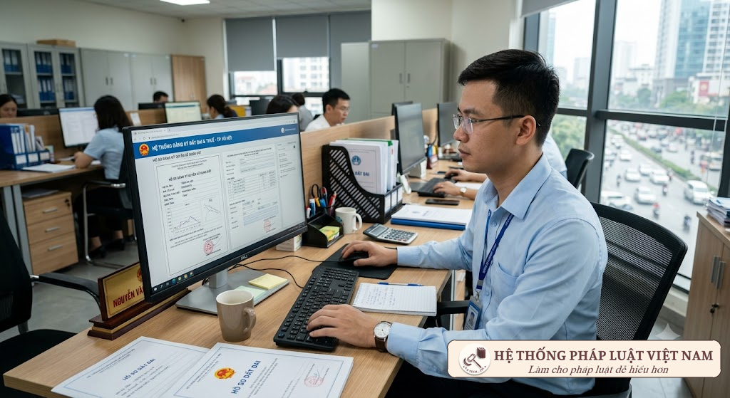 Cán bộ xử lý hồ sơ đất đai liên thông điện tử
