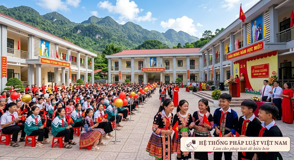 Học sinh các trường phổ thông nội trú vùng biên giới hân hoan trong ngày khai giảng năm học mới