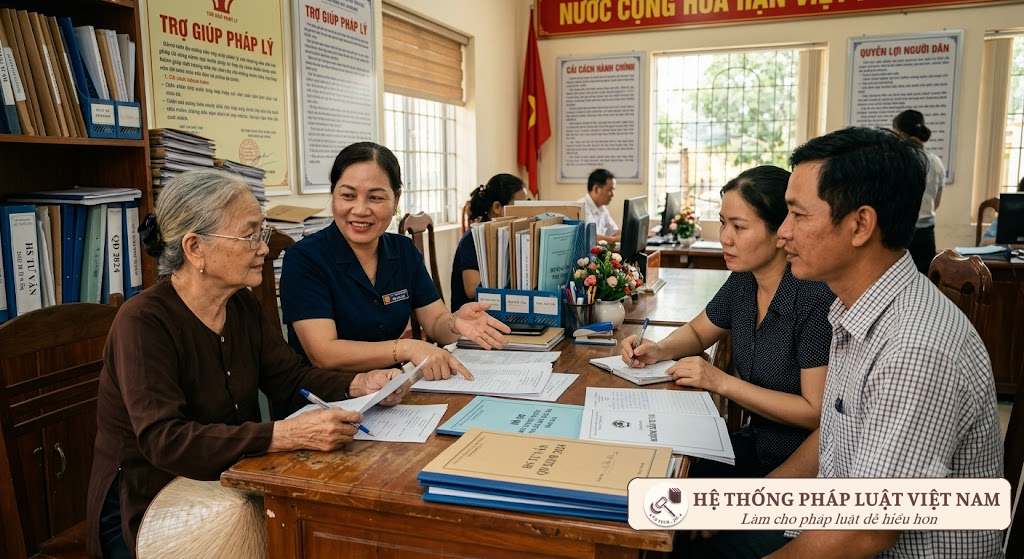 Cán bộ hướng dẫn thủ tục giải quyết chính sách trợ giúp xã hội