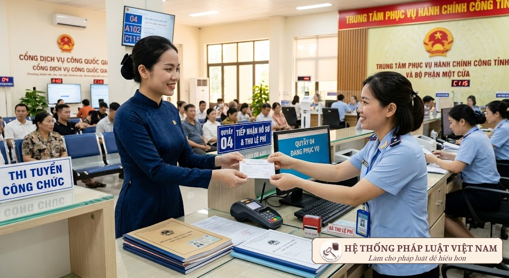Nộp hồ sơ và lệ phí dự tuyển công chức tại cơ quan hành chính