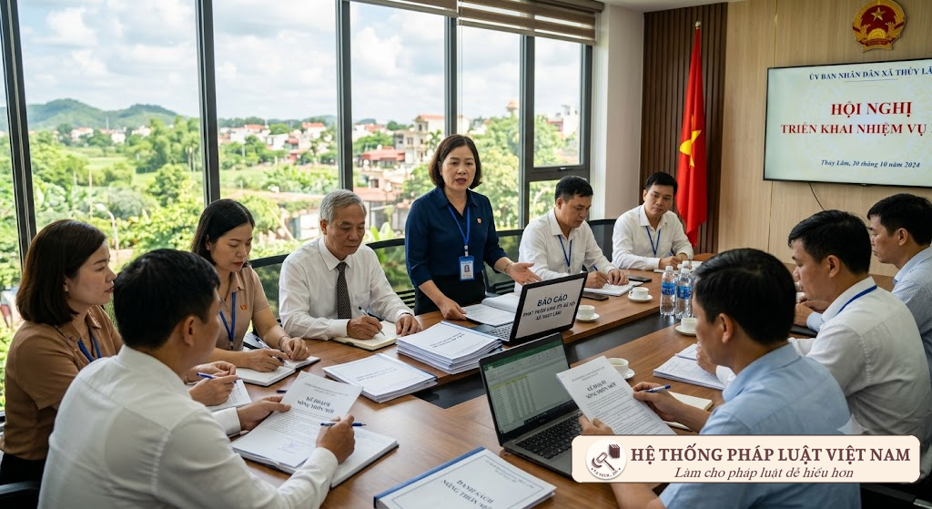 Cán bộ công chức cấp xã làm việc
