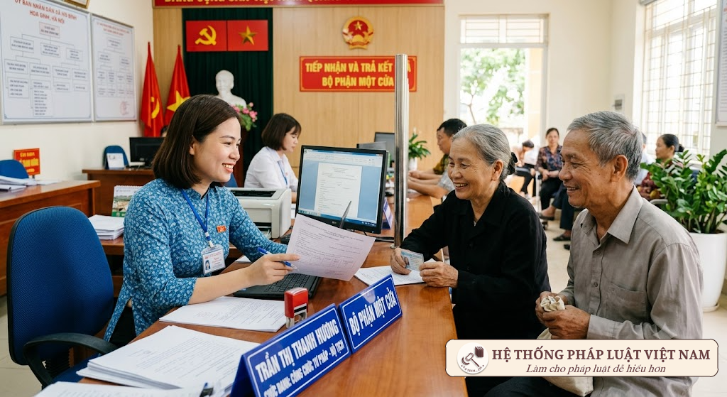 Cán bộ, công chức cấp xã tiếp nhận hồ sơ tại bộ phận một cửa