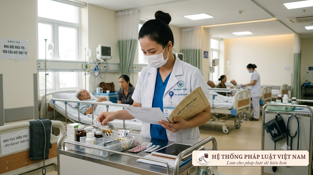Nhân viên y tế thực hiện công tác dược lâm sàng tại bệnh viện (ảnh minh họa)