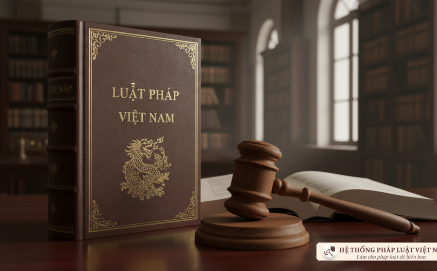 Văn bản pháp luật và búa công lý trên bàn làm việc