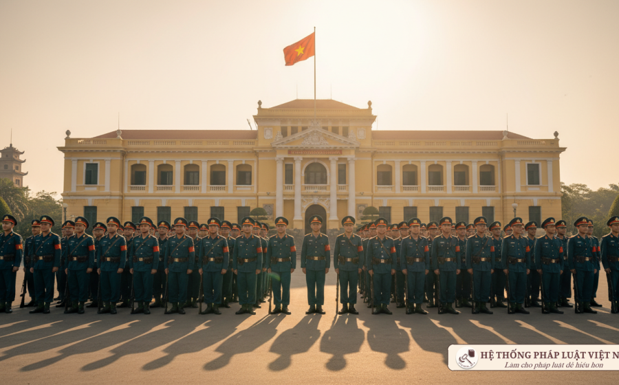 Lực lượng dân quân tự vệ Hà Nội trong buổi lễ ra quân